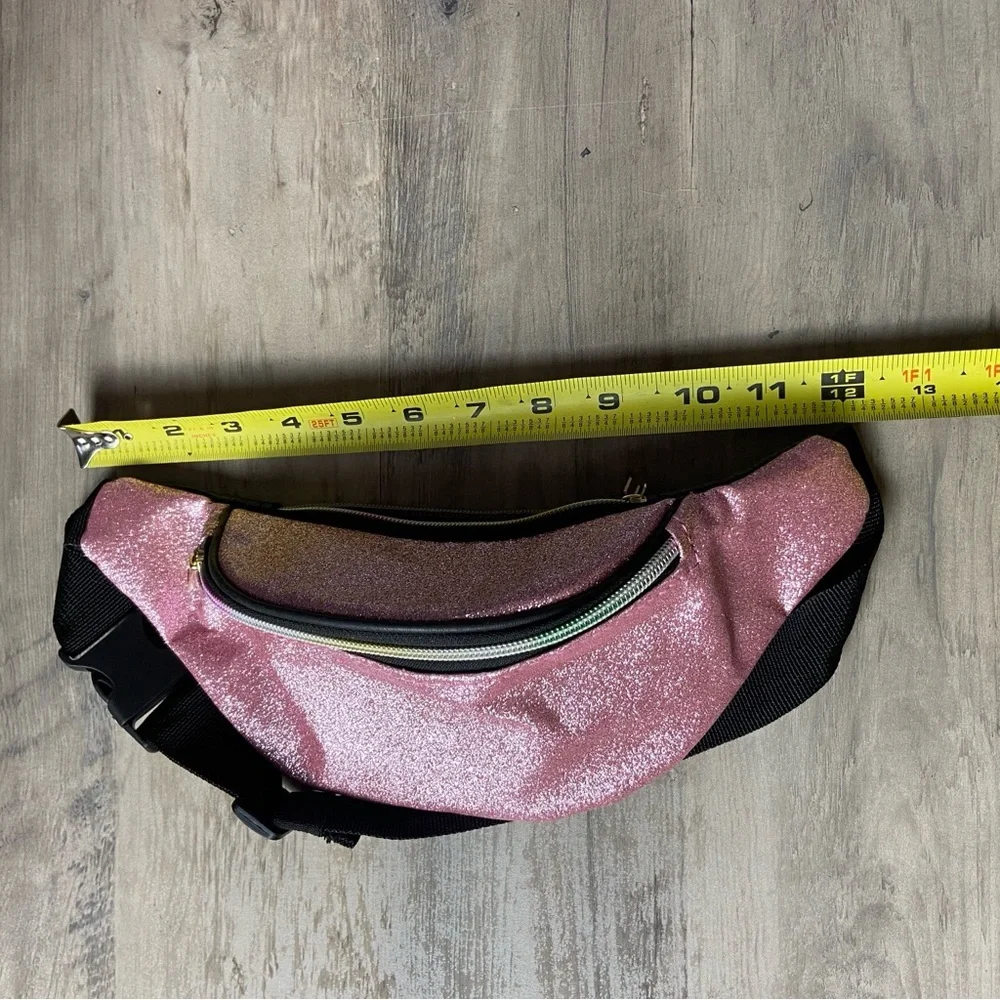 Pink glitter fabric bum bag fanny pack summer child’s zip‎ buckle belt money